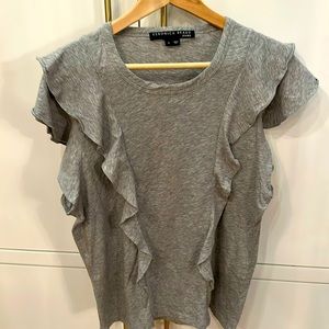 Veronica Beard Gray Ruffled top